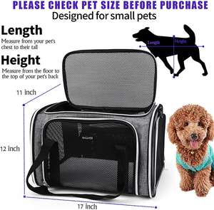 Pet seyahat taşıyıcısı, kedi taşıyıcılar köpek taşıyıcı küçük orta kediler köpekler yavru, havayolu onaylı küçük köpek taşıyıcı yumuşak taraflı - Product Image 3