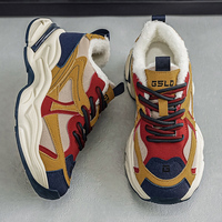 Chaussures d'hiver chaudes pour hommes, doublées de polaire, à semelle épaisse, style Dad Shoes, avec doublure en peluche, décontractées, en coton, pour l'extérieur