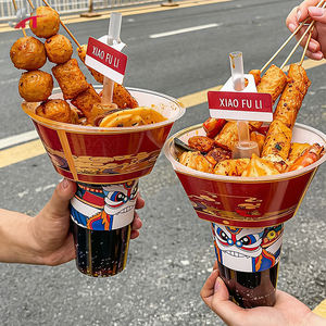 Coppa da 16oz (700ml) riciclabile usa e getta per hotpot, bibite, tè al latte, con vassoio superiore per snack e coperchio, creativa coppa per popcorn - Product Image 1