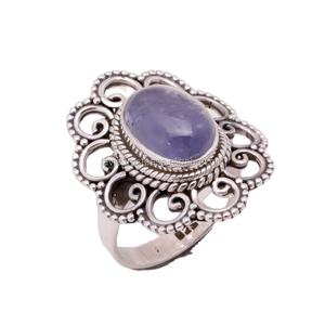 Bague en argent sterling 925 avec pierres précieuses, design unique, tanzanite naturelle, élégante, classique pour mariage, bijoux en argent fin - Product Image 1