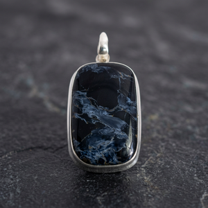 Solitaire Pendant 925 Silver Bezel Set Pietersite Stone Minimalist Design Unisex Everyday Wear - Product Image 2