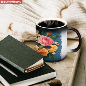 Frosted Black <b>Ceramic</b> <b>Mug</b> 11oz Heat Changing Magic Cup Portable Business Trip Drinking Cup - Product Image 3