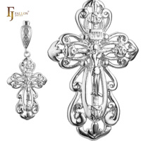 Bijoux de mode FJ Fallon, pendentif en forme de croix catholique à boutons, plaqué or rose, deux tons, base en laiton