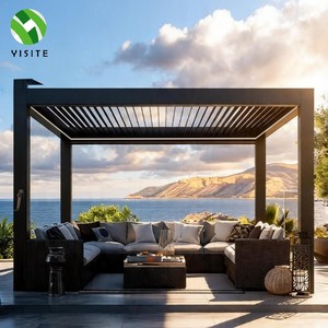 Pérgola Bioclimática para Jardín <span class=keywords><strong>MIA</strong></span> 3x4 de Acero al Carbono con Techo de Láminas Motorizadas, Tira de LED Solar, Totalmente Impermeable, Color Personalizado - Product Image 1