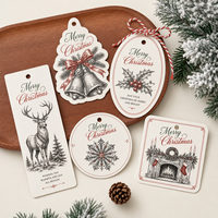 Étiquettes personnalisées de Noël en carton 300 g/m² anti-contrefaçon avec code-barres pour vêtements, cadeaux de fin d'année, marquage de vêtements, vente en gros, conception gratuite