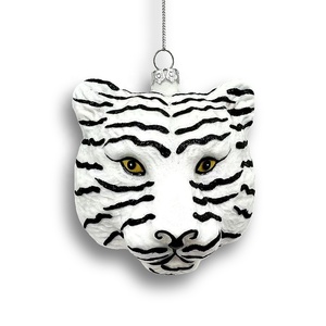 BSCI usine personnalisé ornements en verre de Noël maison verre artisanat série animale tigre blanc ornements en verre de Noël - Product Image 1