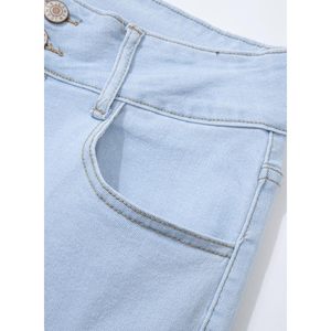 Sidefeel Pantalones vaqueros acampanados de cintura alta para mujer Pantalones de mezclilla elásticos Boyfriend con bolsillos Ligh Blue XL Talla 12 Long - Product Image 3