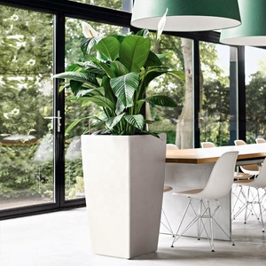 Grand <span class=keywords><strong>vase</strong></span> de sol moderne en fibre de verre noir mat, style dessin animé, pour la décoration de la maison, du jardin et des restaurants - Product Image 2