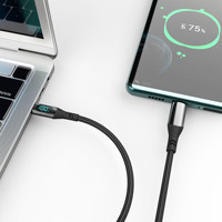 240W Tipo C USB C Pantalla LED Cable Chaqueta de nailon Compatible PD Carga rápida para iPhone 16 MacBook para cámara Samsung