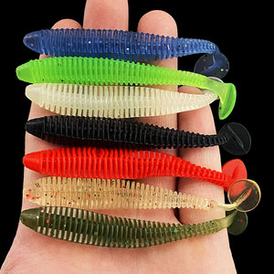 100 pz. <span class=keywords><strong>esche</strong></span> artificiali morbide in silicone a forma di T con coda a paletta, da 5cm, 6cm, 7.5cm, 9cm, 12cm, per la <span class=keywords><strong>pesca</strong></span> - Product Image 2