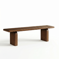 Banc d'entrée en bois massif de qualité supérieure, grain noyer, design moderne à lattes, table console fonctionnelle, couleur personnalisable pour villa et salon