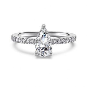 Dylam Classic Style Fine Jewelry 925 Sterling <b>Silver</b> <b>Eternity</b> Wedding Band Teardrop 5A Cubic Zirconia Engagement Women <b>Rings</b> - Product Image 1
