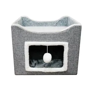 Aman Cat Furniture Tissu fait feutre Cages pliables pour animaux de compagnie transporteurs et maisons avec coussin pour animaux de compagnie
