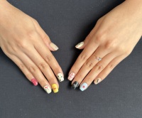 Faux ongles carrés courts à presser, motif chat, étoile, carreaux et fleurs, peints à la main, en gel, faits à la main, réutilisables, ajustement personnalisé, à coller