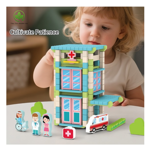 Juego de juguetes de madera Yuci Montessori, juguetes de madera, juego de bloques de construcción de espiga para niños, construir <span class=keywords><strong>Casa</strong></span> de <span class=keywords><strong>arquitecto</strong></span>, familia - Product Image 2