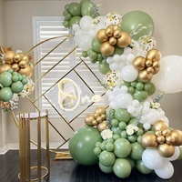 Kit de guirlandes de ballons en latex vert avocat rétro, blanc mat, chrome doré et ballons confettis dorés pour fête prénatale et anniversaire