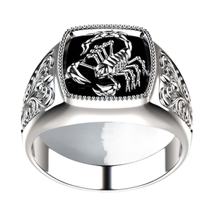Anillo de Piedra Natural con Diseño de Escorpión y Cristal, Unisex, Textura Brillante, Estilo Startup, Directo de Fábrica - Product Image 1