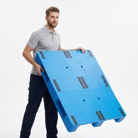 Palette en plastique Euro robuste à simple face en PEHD, à trois rails, à grille, empilable, pour chariot élévateur, bac de stockage industriel pour entrepôt