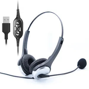 Binaural Call Center USB-A Headset With Mic Or USB C Connector For Computer PC Laptop OEM Factory