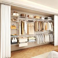 Organisateur de vêtements à cadre en métal moderne armoire de type debout avec dressing ouvert pour chambre salon rangement réglable