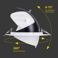 Spot LED encastré orientable moderne en aluminium 7W/12W/18W/24W/30W, orientable à 360°, anti-éblouissement, puce COB