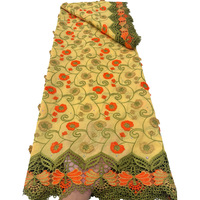 Aplikasi Bordir Bunga 3D Terbaru dari Kain Swiss Voile Katun dengan Batu, Latar Belakang Hitam untuk Gaun Wanita Afrika yang Modis