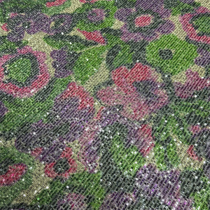 S-12742 Tinh Tế 3Mm Bạc Sequins Và Đa-Màu Sắc In Vải Tuyn Vải Cho Quần Áo Có Bản Quyền - Product Image 3