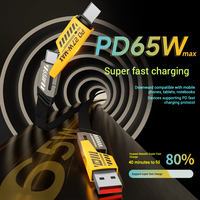 Vente en gros 4 en 1 PD 65W Câble de charge rapide Double type-c Câble de données USB multifonctionnel pour téléphone portable