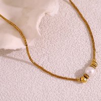 Pendentif Collier Ins Mode Imitation Perle Collier En Acier Inoxydable Clavicule Chaîne Bijoux De Mode