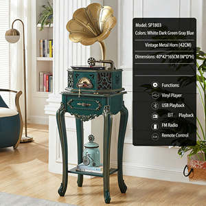 Tocadiscos vintage de pie, directo de fábrica, todo en uno, 3 velocidades, con Bluetooth, USB, FM, gramófono, decoración para el hogar, de madera. - Product Image 6