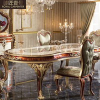 Table à manger ovale en bois sculpté européenne, grand mobilier de restaurant de villa, chaises de salle à manger pour usage domestique, appartements, palais royal