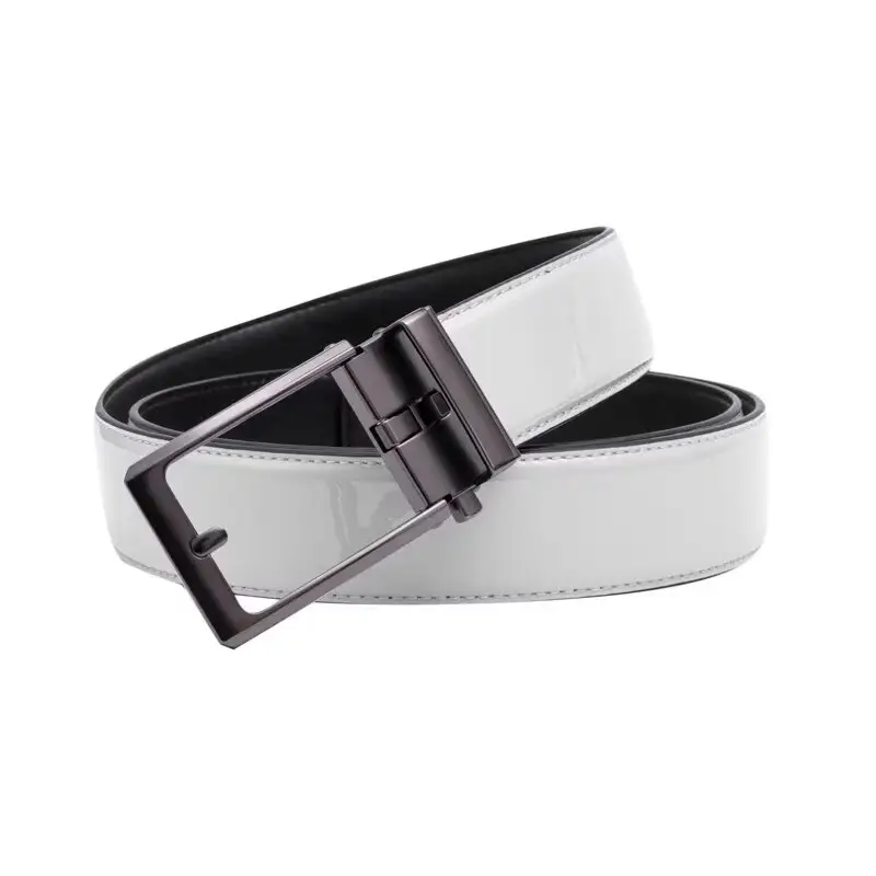 Cinturones de golf de cuero de vaca de aleación personalizados al por mayor con hebilla de aleación reversible para hombres