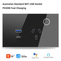 Commutateurs de maison intelligents Prise USB Interrupteur mural WiFi Tuya 16A PD30W Charge rapide Standard australien Interrupteurs et prises intelligents