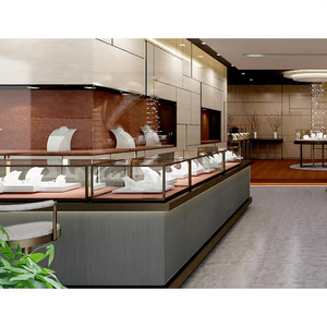 <span class=keywords><strong>Vitrina</strong></span> de Exhibición de Joyería de Diseño Moderno y Lujo, con Cristal, para Centro Comercial, Mostrador de Joyería, Iluminada, con Tapa de Cristal y Metal - Product Image 1