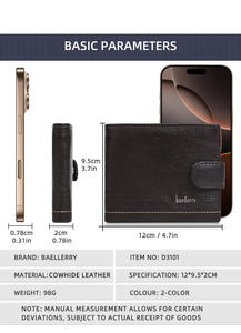 Carteras de Cuero Vacuno Genuino para Hombre, Venta al por Mayor, Estilo Delgado, con Ranuras para Tarjetas de Crédito, Cartera de Bolsillo Personalizada con Ventana para Identificación - Product Image 5