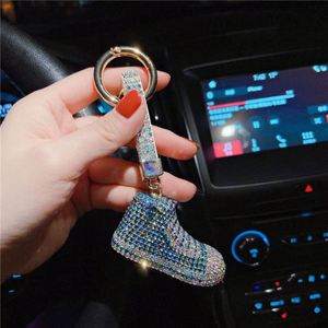 Lujo completo Rhinestone mini zapato de lona llavero Bling pareja diamante 3D zapatilla brillo cristal llavero para niñas coche llavero - Product Image 4