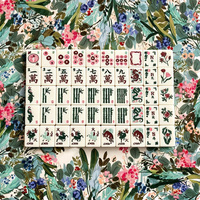 Set Mahjong Klasik Motif Naga Bunga Amerika 160 Buah 3 Lapis Akrilik Hijau Berukir