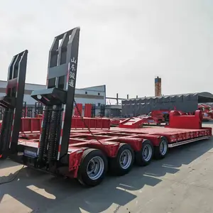 Nuevo remolque Lowboy de 4 ejes de 120 toneladas, semirremolque Lowbed con escalera hidráulica hecha de acero duradero de fábrica de China