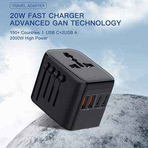 Adaptateur de voyage universel de 20W pour appareil photo, prise électrique multi-prises, fonction sans fil, <span class=keywords><strong>chargeur</strong></span> rapide <span class=keywords><strong>USB</strong></span> - Product Image 2