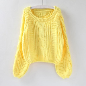 Pulls pour femmes, nouveau <span class=keywords><strong>pull</strong></span> jaune, pulls de couleur bonbon, <span class=keywords><strong>pull</strong></span> court <span class=keywords><strong>chic</strong></span> Harajuku, <span class=keywords><strong>pull</strong></span> torsadé - Product Image 3