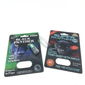 Píldoras sexuales Black Panther Rhino para hombres, píldoras de mejora Sexual masculina, caja de exhibición de tarjeta de papel, embalaje, tarjeta 3D de poder masculino