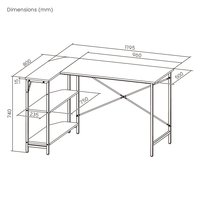 Table de jeu en forme de L économique GMD19-1, bureau d'angle pour ordinateur noir avec étagère de rangement pour configuration de joueur à domicile, poste de travail de jeu