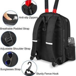 Wholesale Tennis Bag, <b>Large</b> Tennis Racket <b>Backpack</b> for Men & <b>Women</b>, Ventilated Shoe Compartment, Holds 2 Rackets - Product Image 4