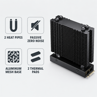 Pendingin SSD M.2 SNOWMAN MS2 PRO 2280, 2 Heat Pipe, Kipas 7010, Heatsink Aluminium Hitam untuk PC Gaming Desktop