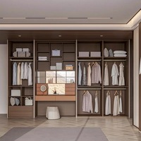 Armoire murale moderne bicolore, coiffeuse intégrée, rangement multi-zones, armoire de chambre OEM ODM