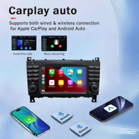 Pour Mercedes-Benz W203 (2004-2007) Lecteur multimédia Android 14 7 pouces 4 Go + 64 Go, unité centrale sans fil Android Auto & CarPlay WiFi