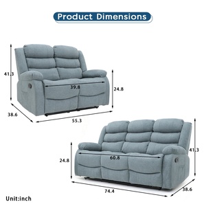 Geeksofa đồ nội thất hiện đại vải của nhãn hiệu chuyển động ngồi có thể ngả <span class=keywords><strong>sofa</strong></span> bộ 3 2 1 cho phòng khách - Product Image 6