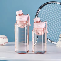 Bouteille d'eau sport tendance avec marqueur de volume, grande capacité, anti-fuite, design transparent pour activités de plein air