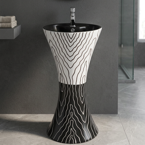Modern Hotel Ceramic Bathroom Sink Pedestal Wash Basin Luxury White Color Freestanding Stand - Product Image 4