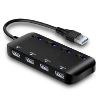 Hub USB 3.0 4 ports, adaptateur portable haute vitesse 5 Gbps pour ordinateur portable, ordinateur de bureau, disque dur mobile, clé USB